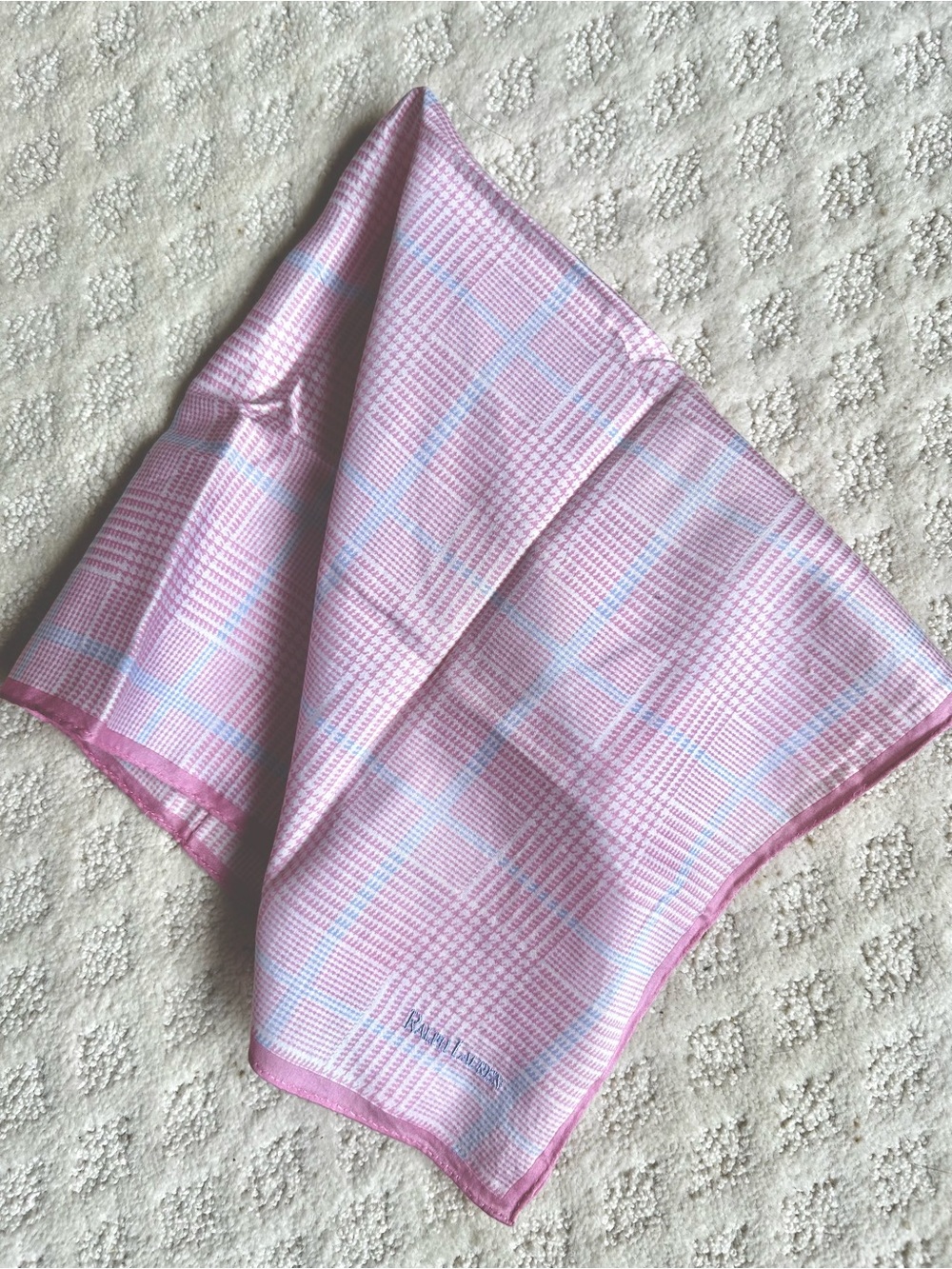 Vintage Ralph Lauren Glen Plaid Pastel Handkerchief for Polo Japan
